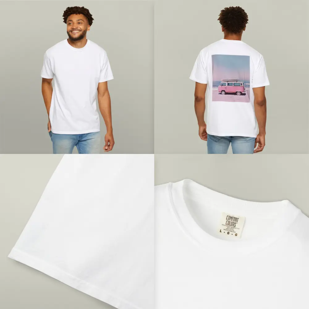 Pink Volkswagen Bus Parked On Beach – T-Shirts