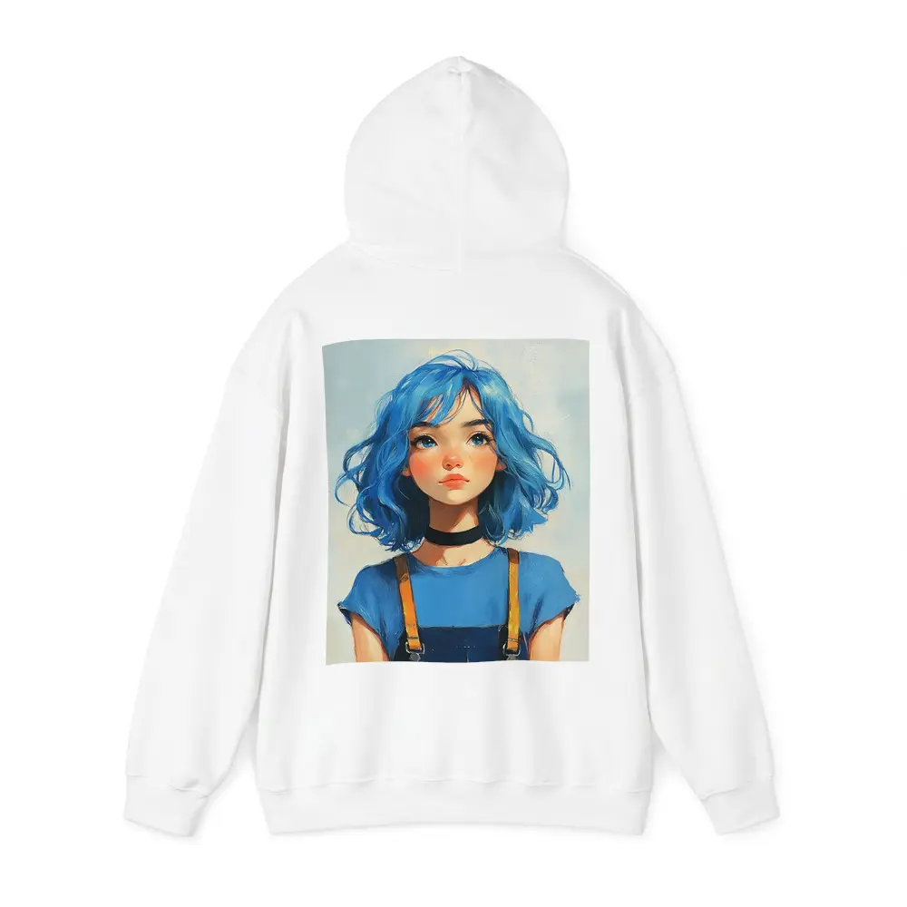 Blue Hair Girl Oil Painting Portrait Art – Hoodies