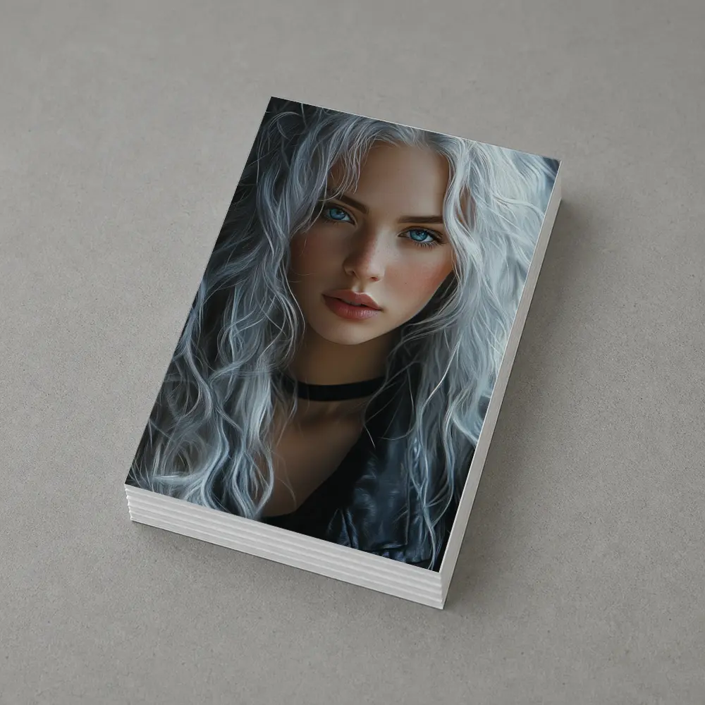 Young Woman Silver Hair Blue Eyes Portrait – Postcards