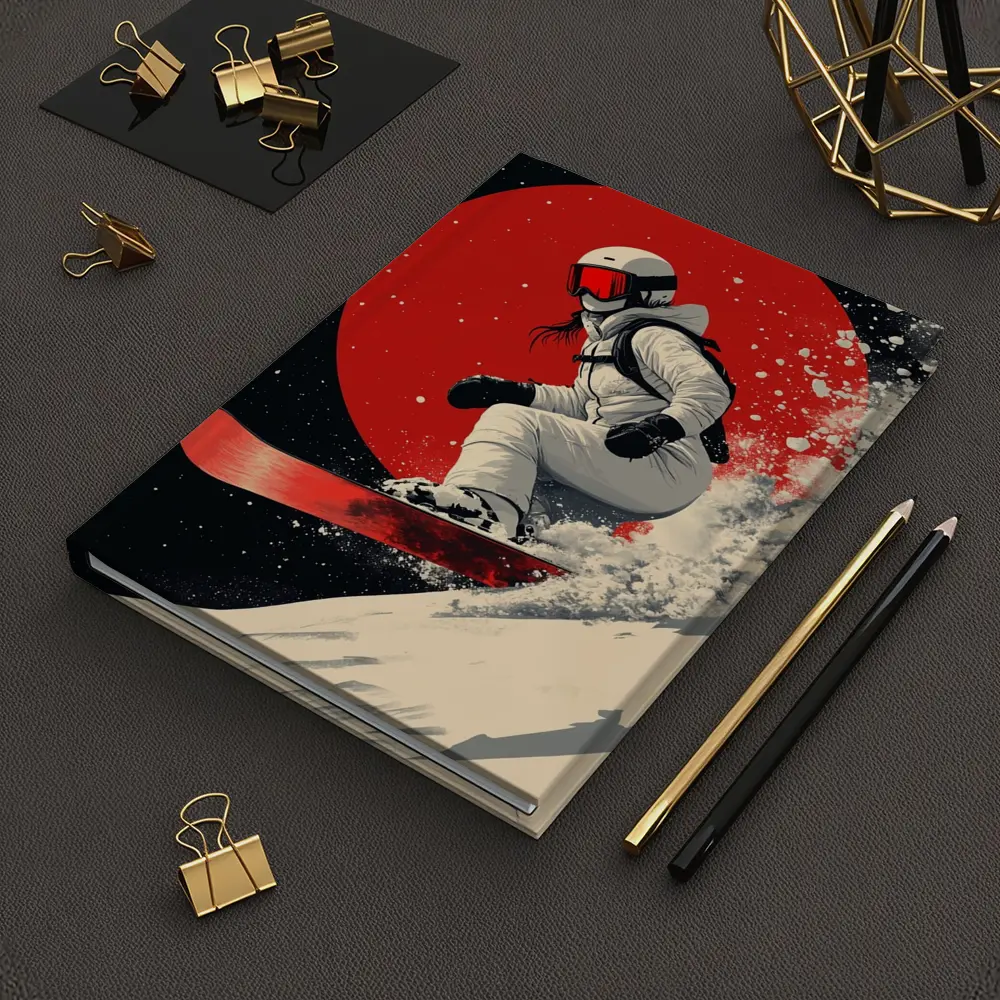 Snowboarder Red Circle Dark Night Sky – Notebooks