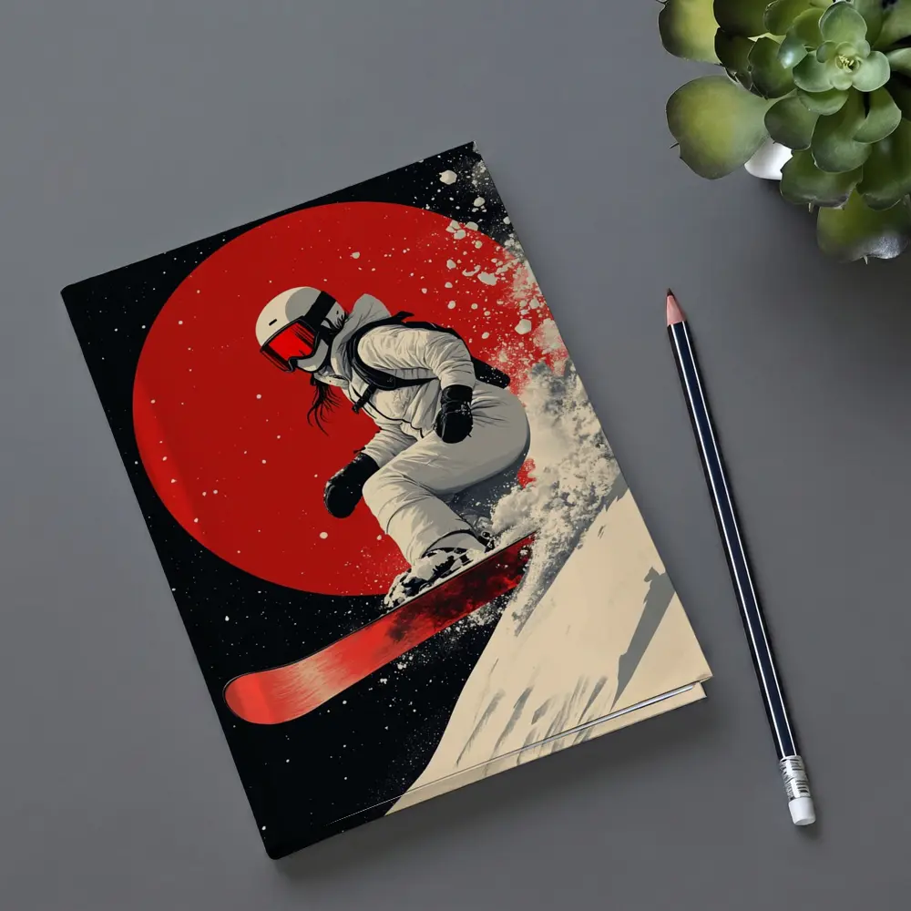 Snowboarder Red Circle Dark Night Sky – Notebooks