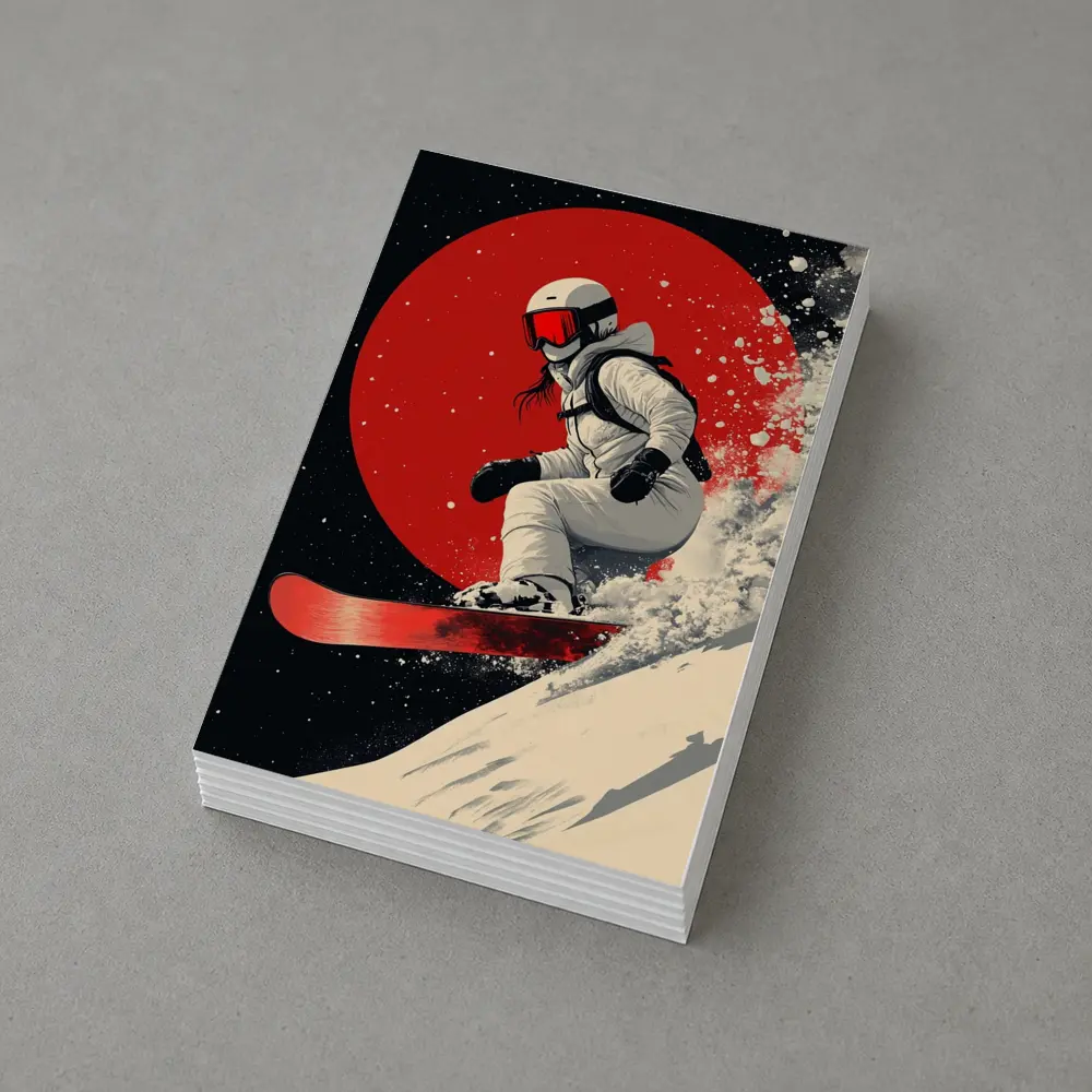 Snowboarder Red Circle Dark Night Sky – Postcards