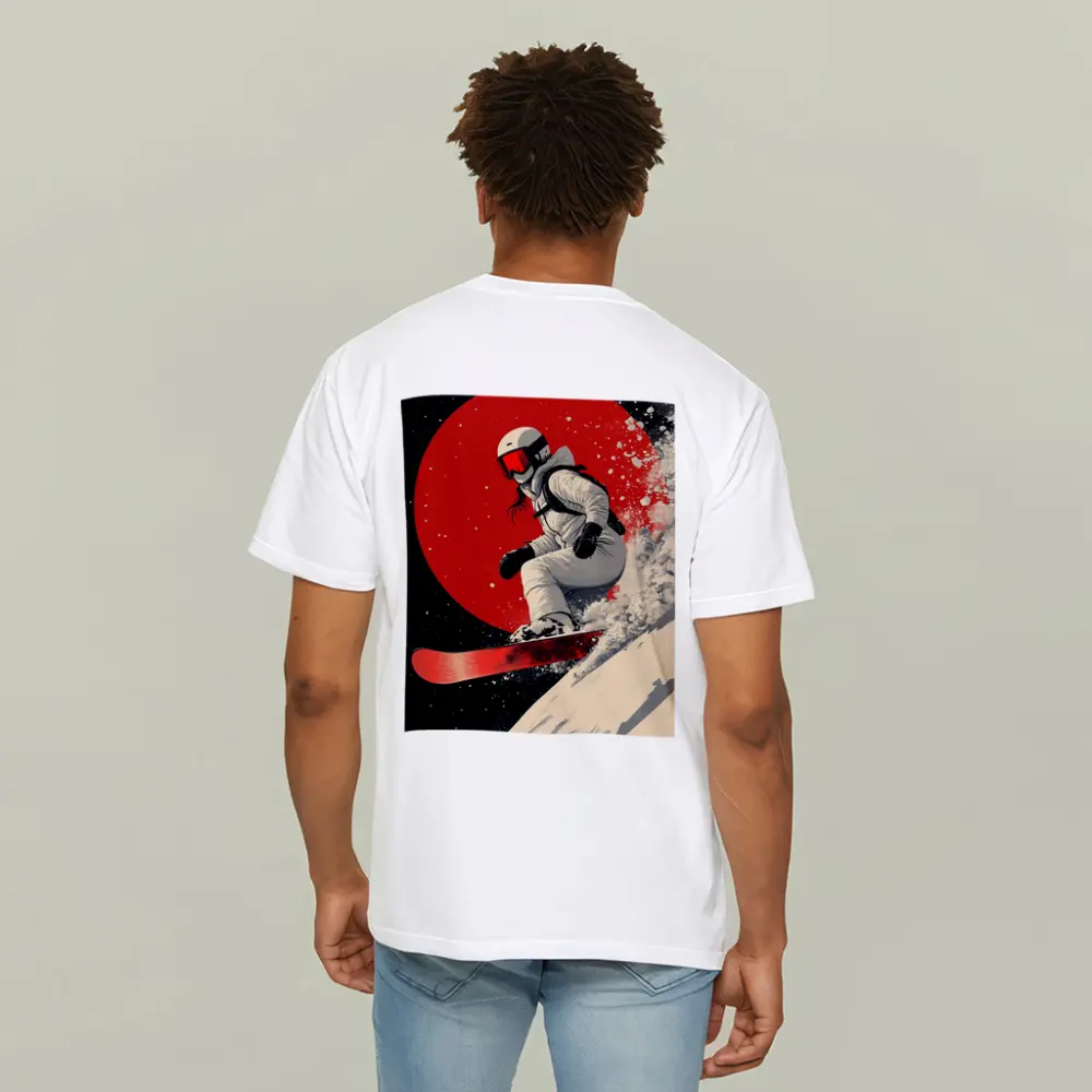 Snowboarder Red Circle Dark Night Sky – T-Shirts
