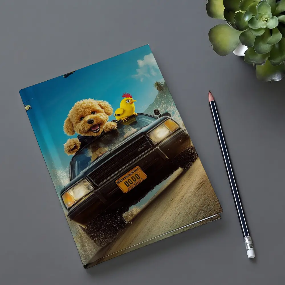 Poodle Dog Driving Car Helicopter Chase – Notebooks