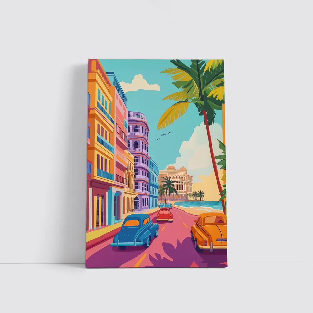 Havana Cuba Street Classic Cars Colorful – Wall Art