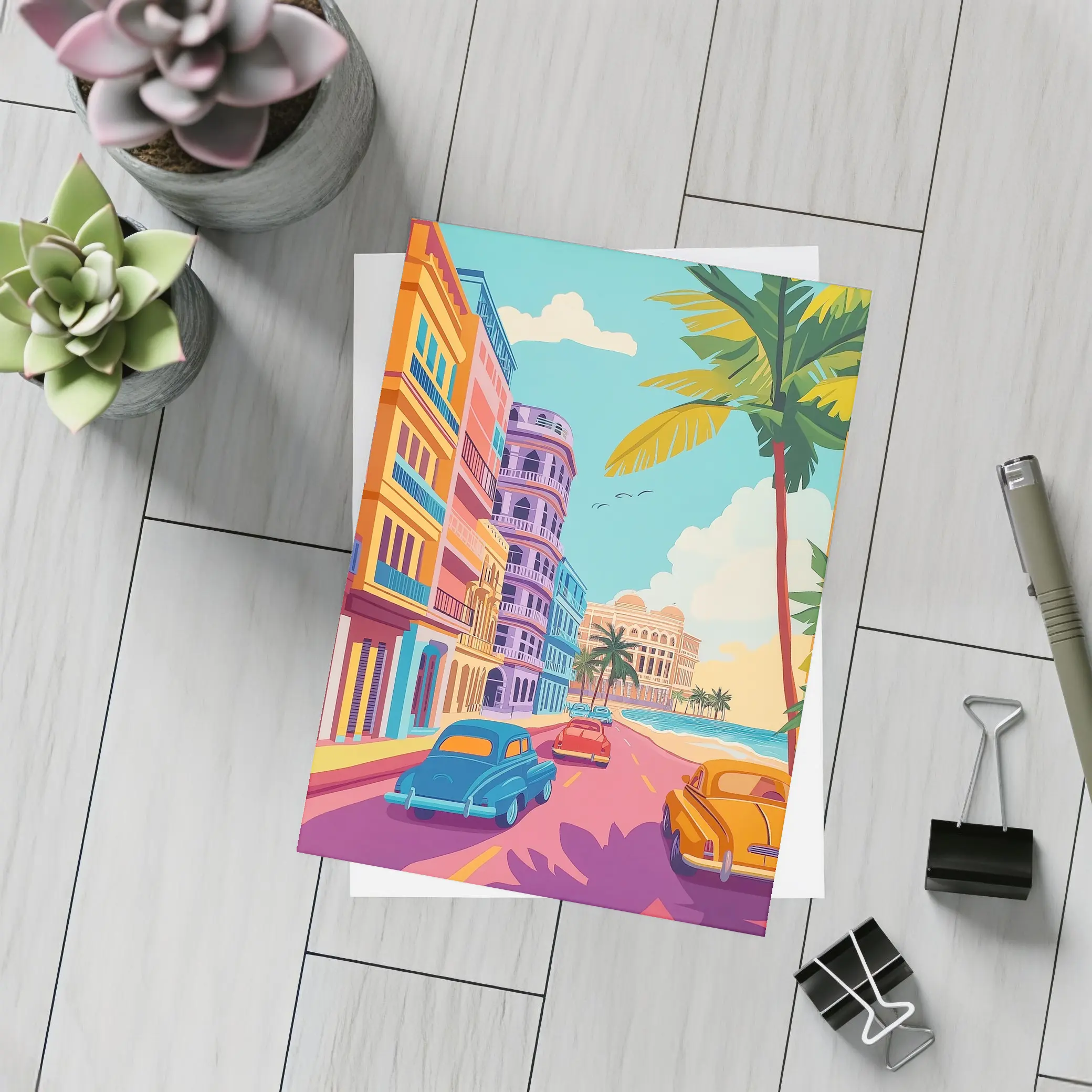 Havana Cuba Street Classic Cars Colorful – Postcards