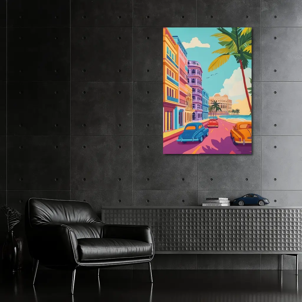 Havana Cuba Street Classic Cars Colorful – Wall Art