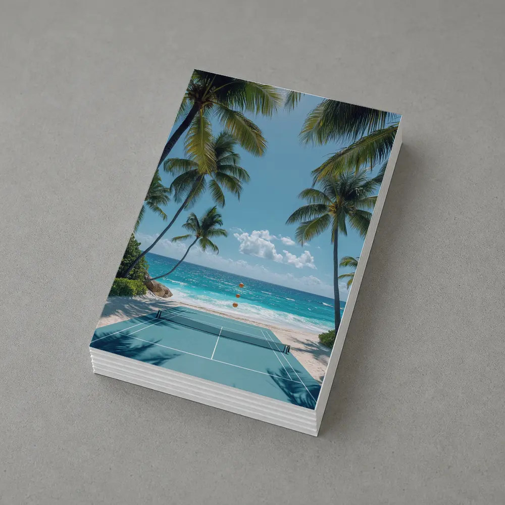 Tennis Court Beach Palm Trees Ocean – Postcards