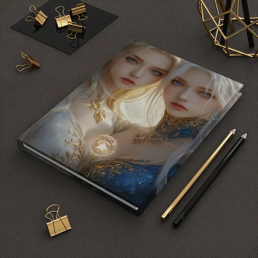 Twin Fantasy Girls Gold Blue Ethereal Art – Notebooks