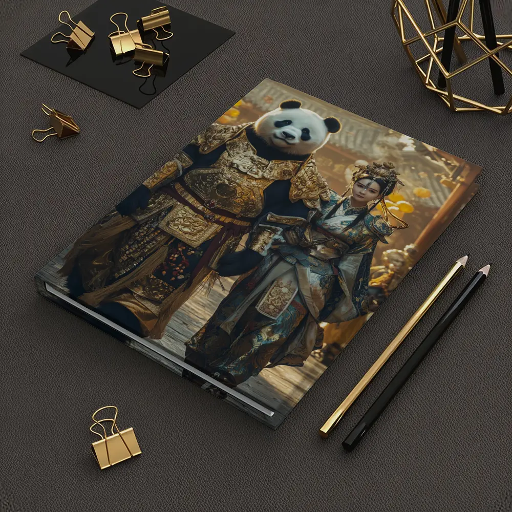 Panda Warrior and Woman Ancient Chinese Temple – Notebooks