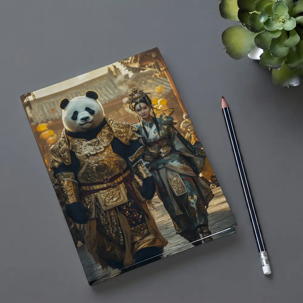 Panda Warrior and Woman Ancient Chinese Temple – Notebooks