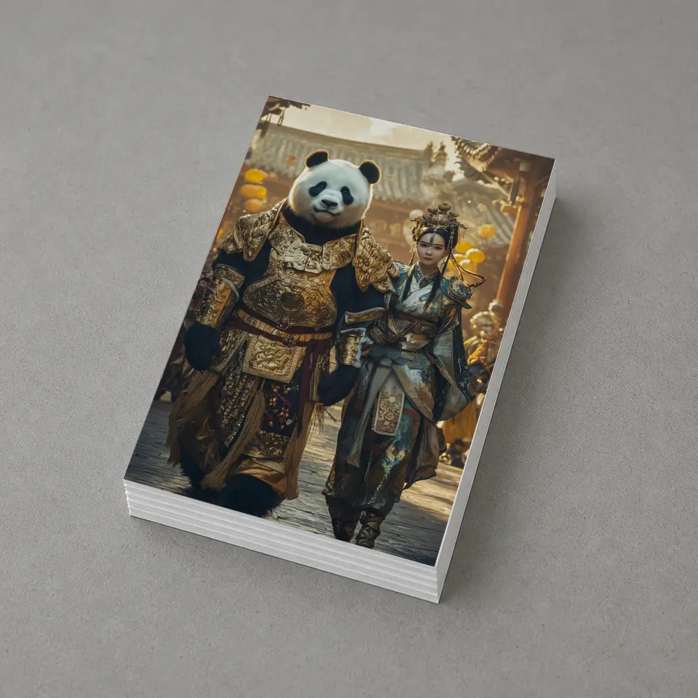 Panda Warrior and Woman Ancient Chinese Temple – Postcards