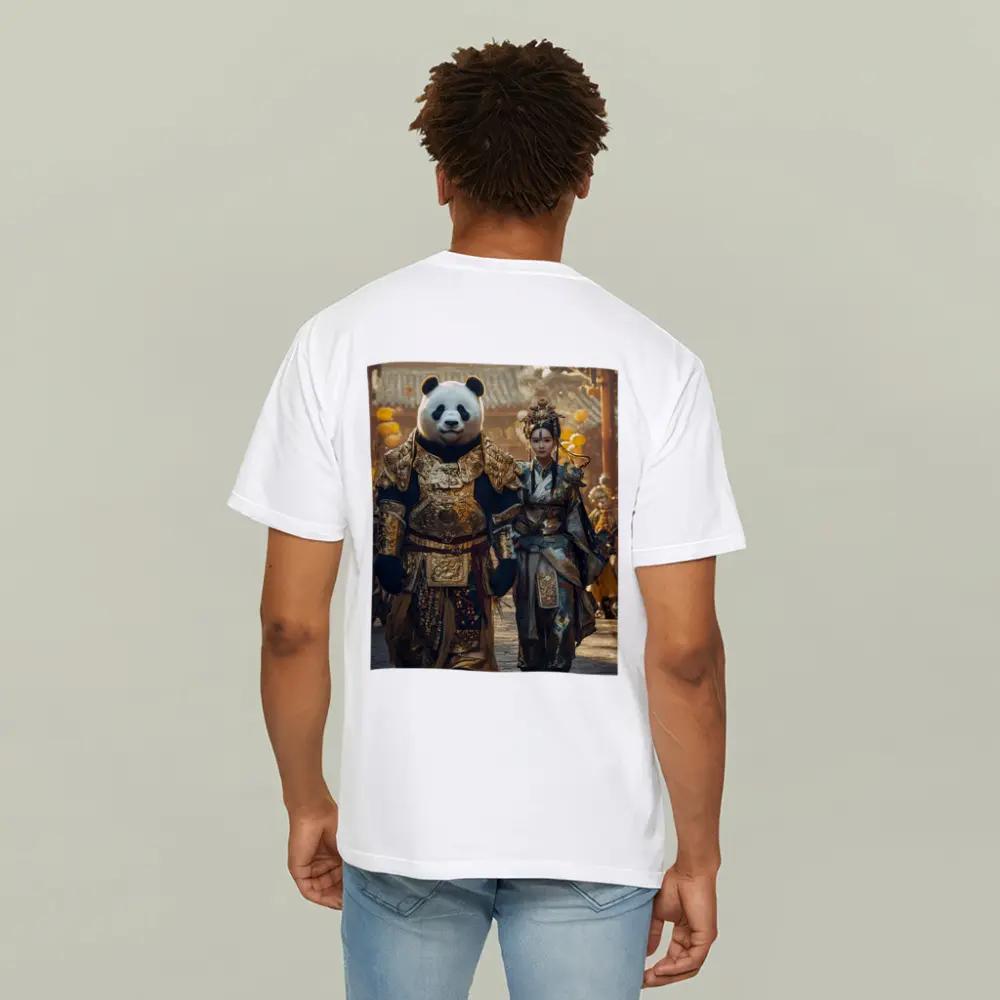 Panda Warrior and Woman Ancient Chinese Temple – T-Shirts