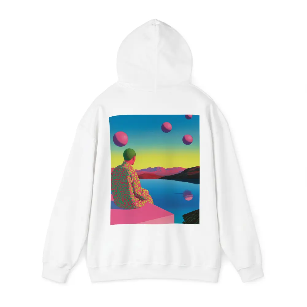 Surreal Figure Sitting By Psychedelic Lake – Hoodies