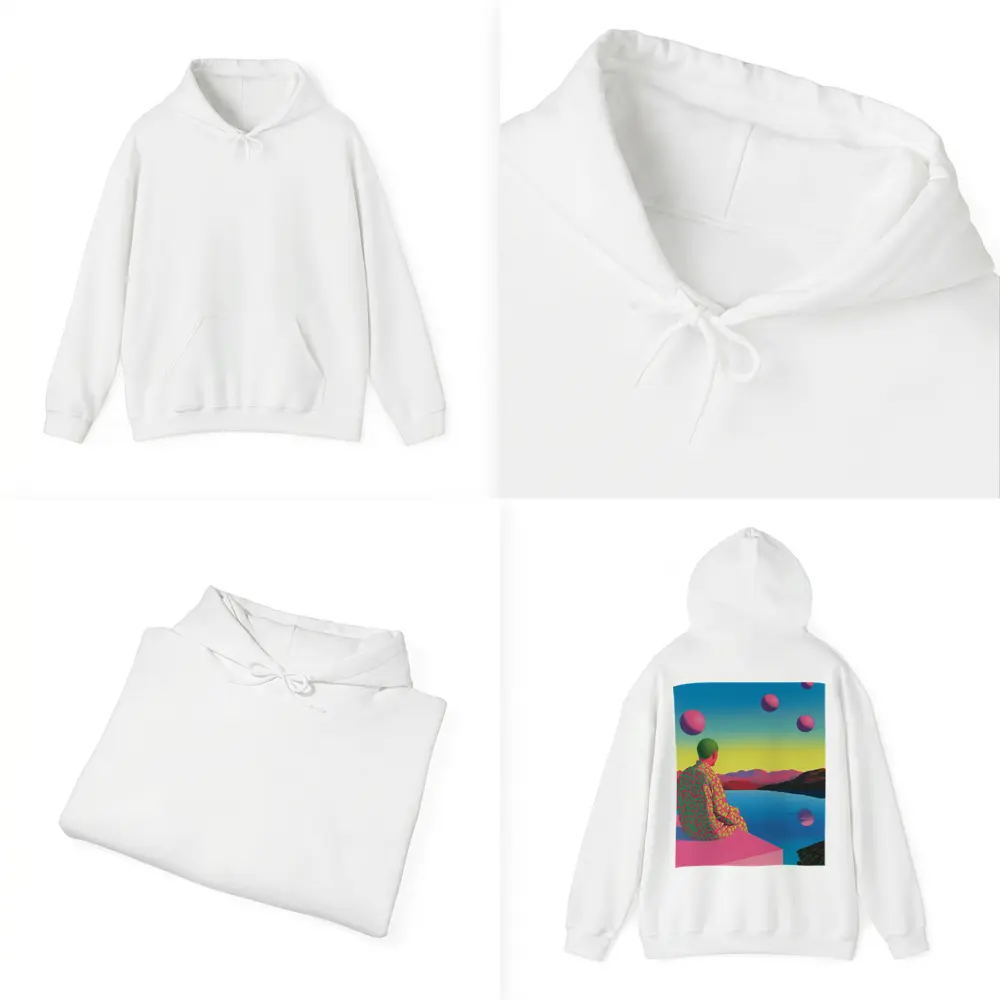 Surreal Figure Sitting By Psychedelic Lake – Hoodies