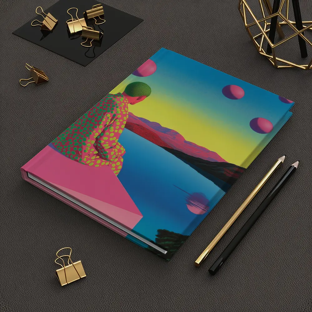 Surreal Figure Sitting By Psychedelic Lake – Notebooks