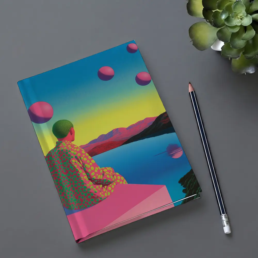 Surreal Figure Sitting By Psychedelic Lake – Notebooks