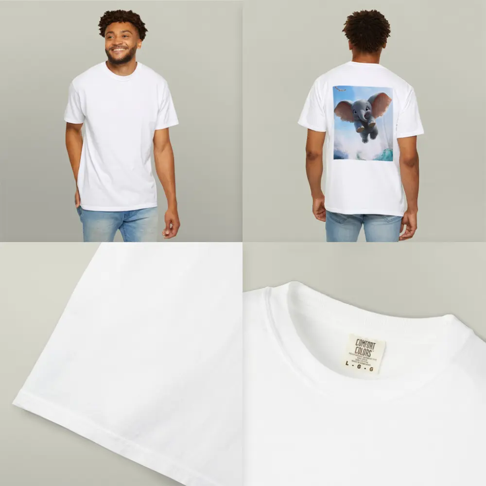 Cute Baby Elephant Flying Over Ocean Waves – T-Shirts