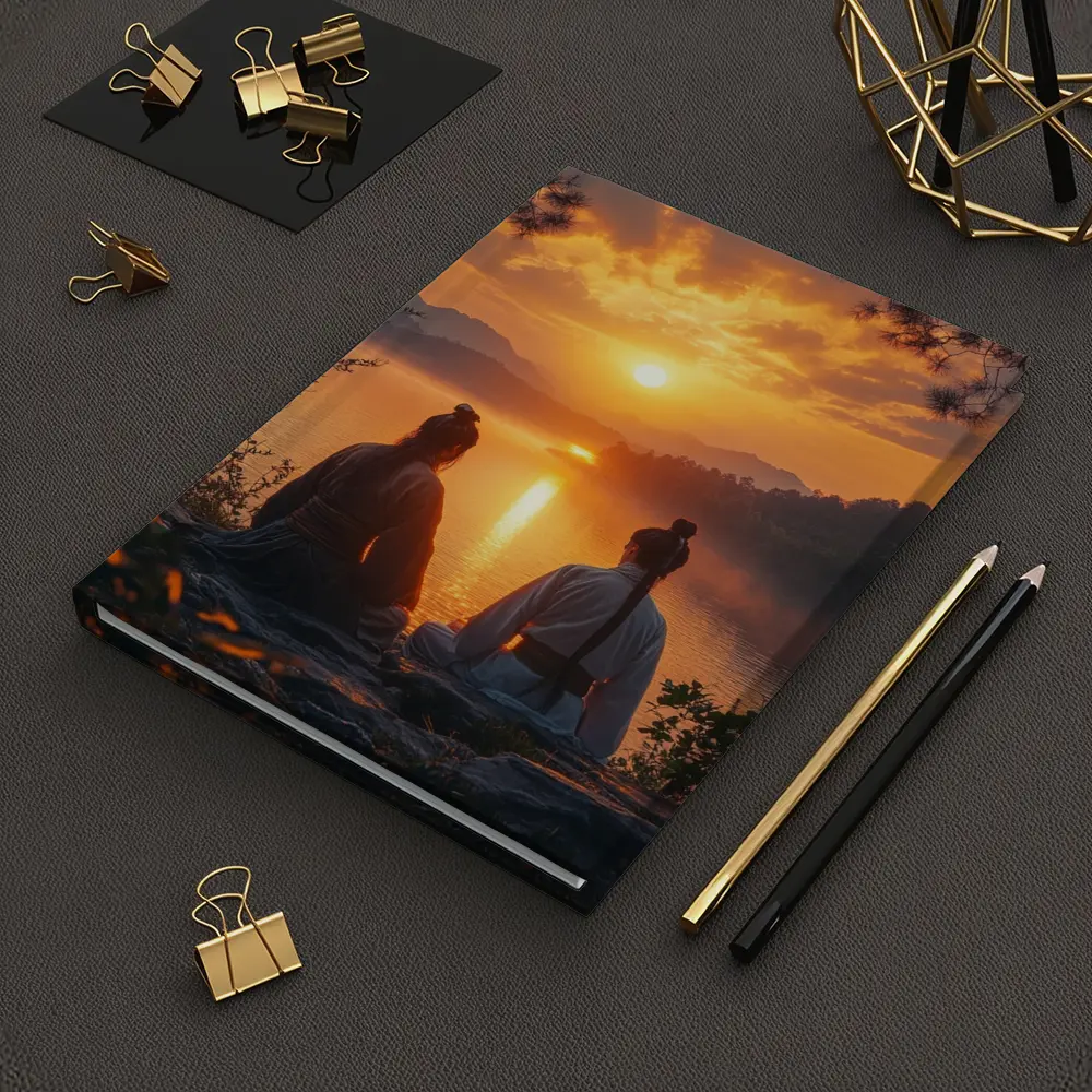Two Samurai Meditating By Sunset Lake – Notebooks