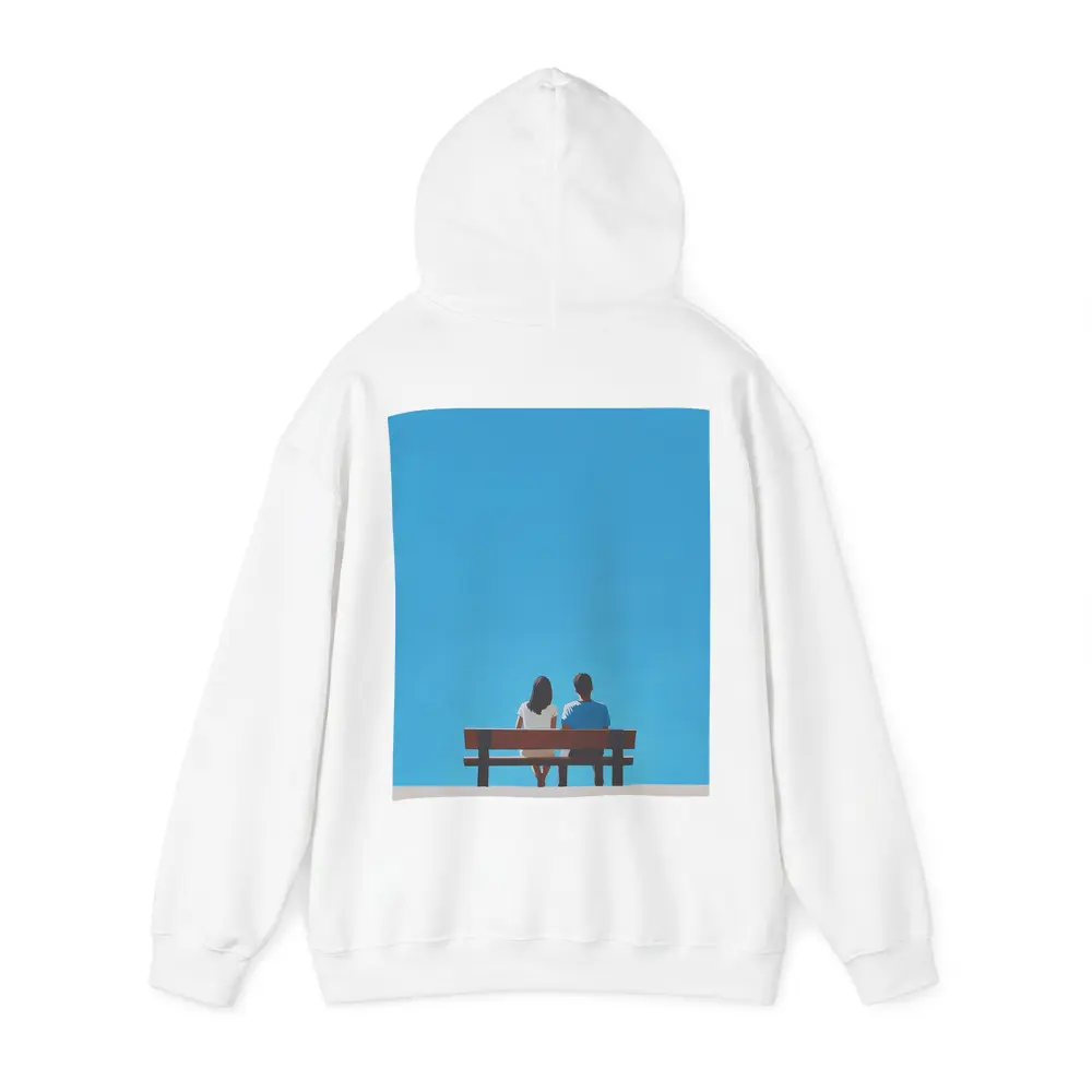 Couple Sitting On Bench Blue Sky – Hoodies