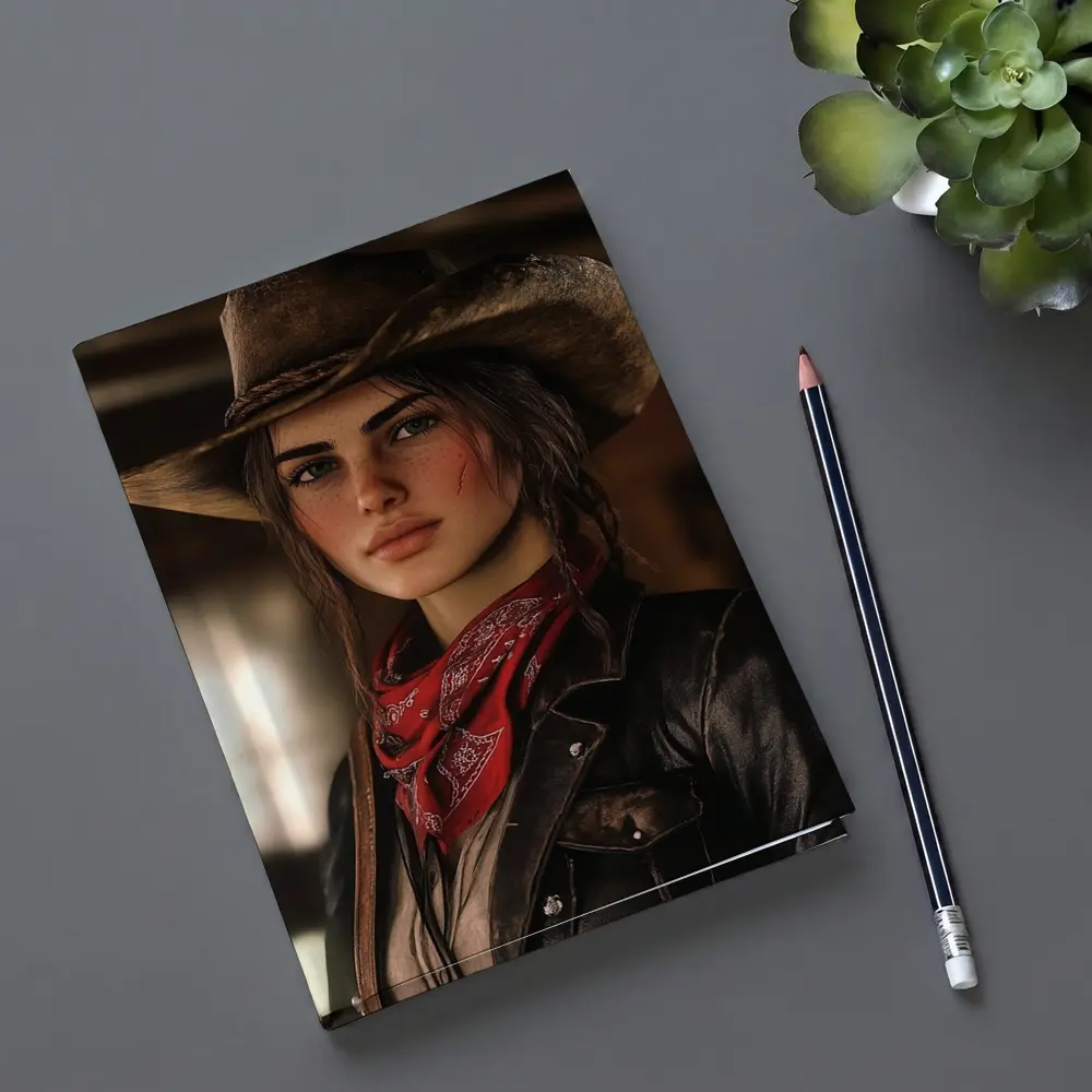 Cowgirl Woman Western Hat Red Bandana – Notebooks