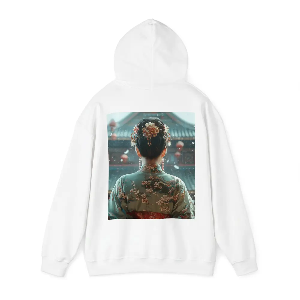 Chinese Woman in Kimono Before Temple – Hoodies