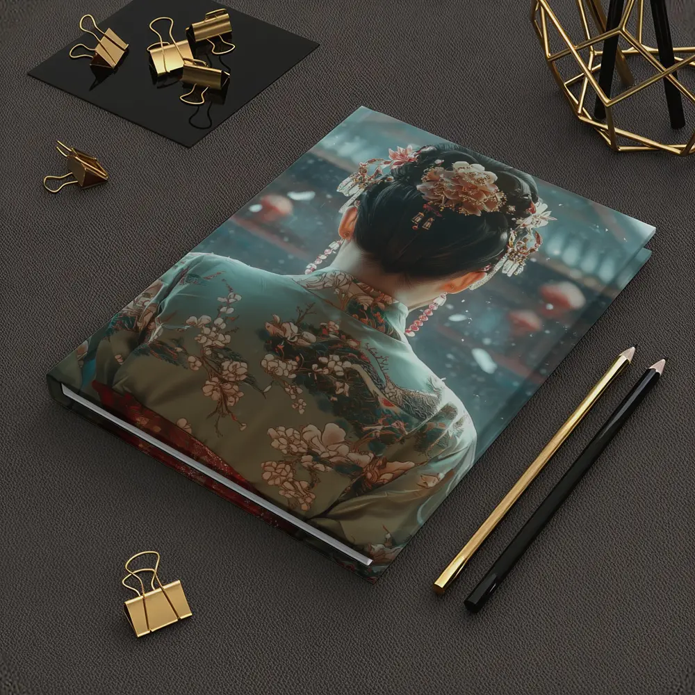 Chinese Woman in Kimono Before Temple – Notebooks