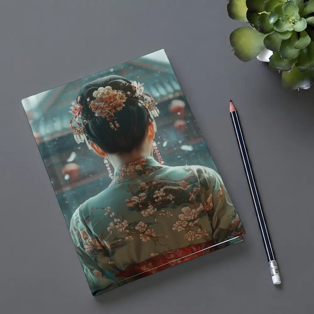 Chinese Woman in Kimono Before Temple – Notebooks
