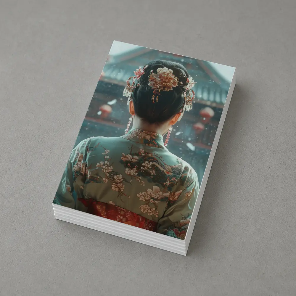 Chinese Woman in Kimono Before Temple – Postcards