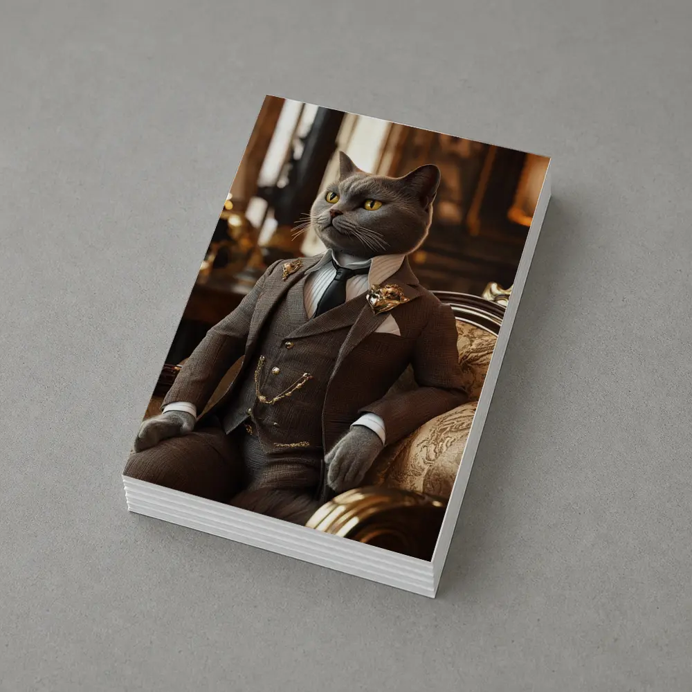 Gray Cat Gentleman Suit Luxury Interior – Postcards