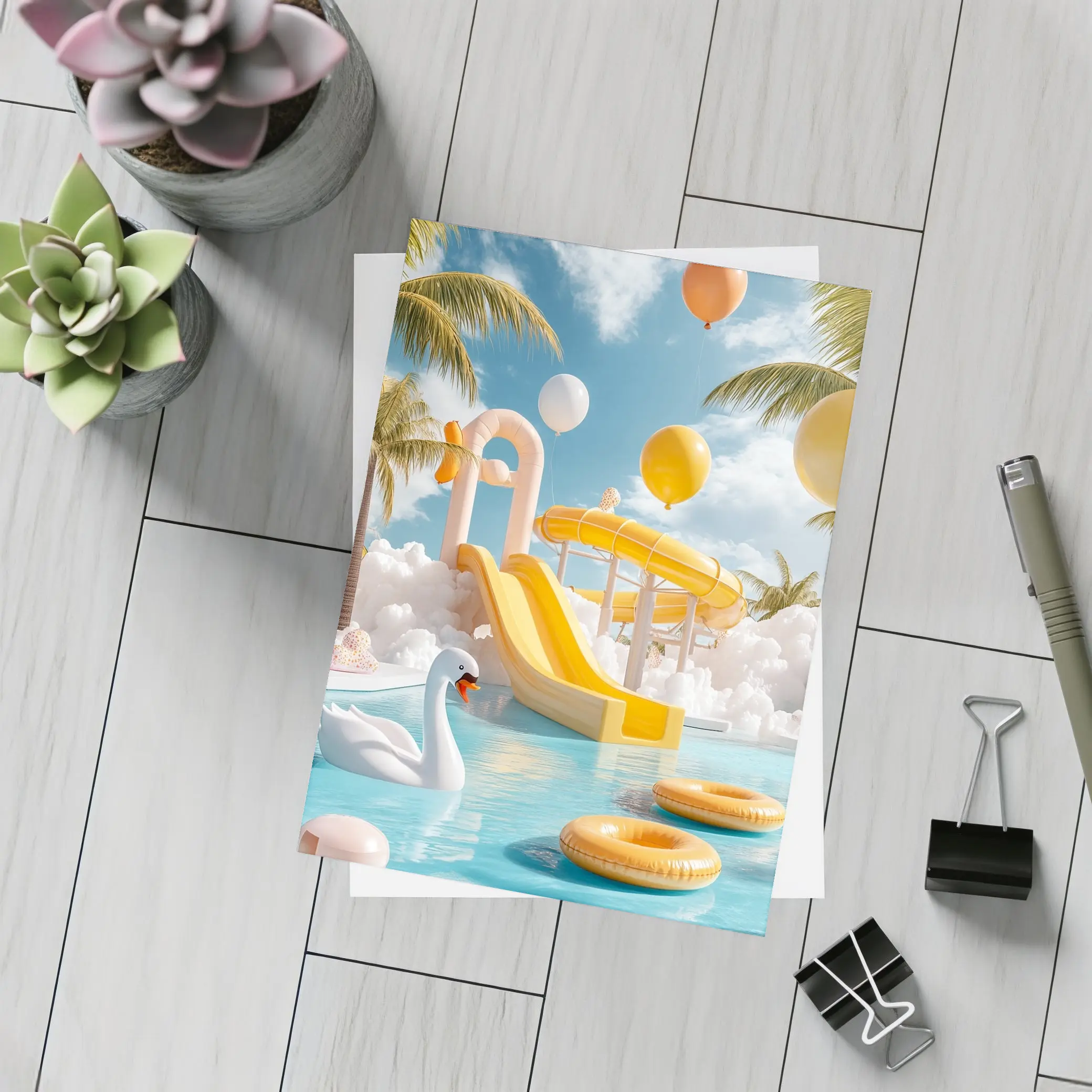 Tropical Water Park Pool Summer Fun – Postcards