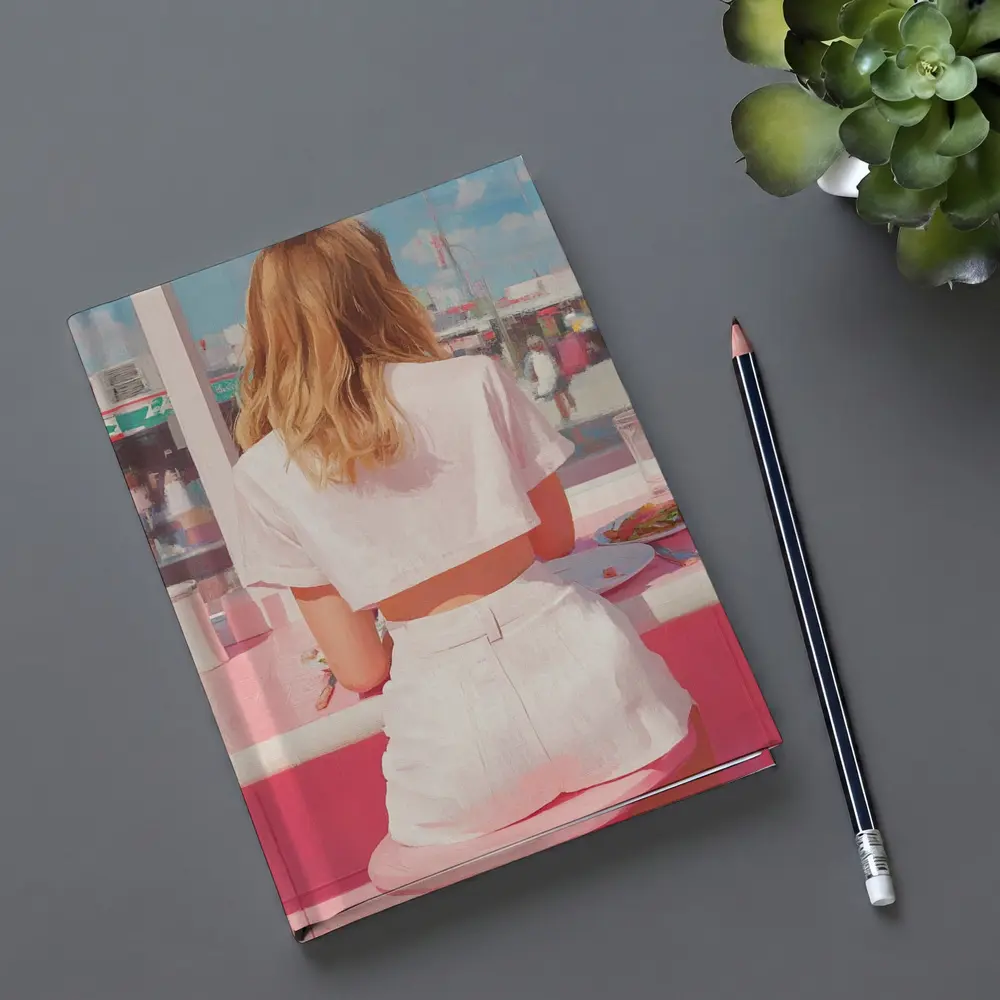 Blonde Woman Pink Diner Summer Pop Art – Notebooks