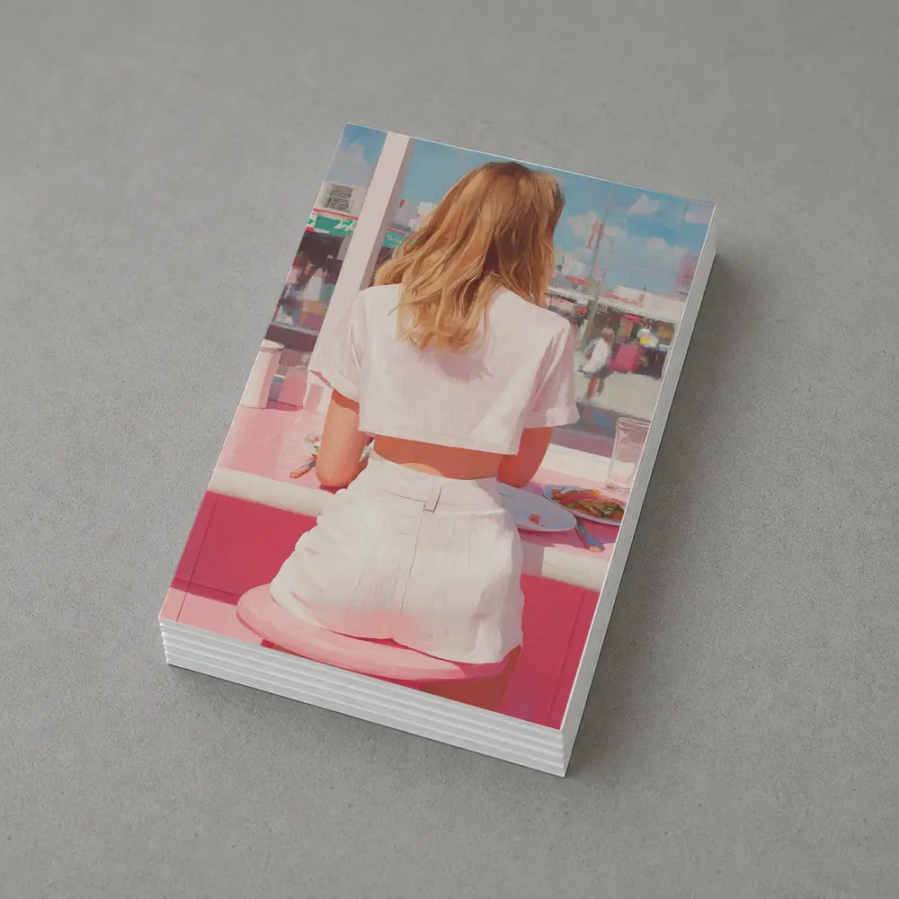 Blonde Woman Pink Diner Summer Pop Art – Postcards
