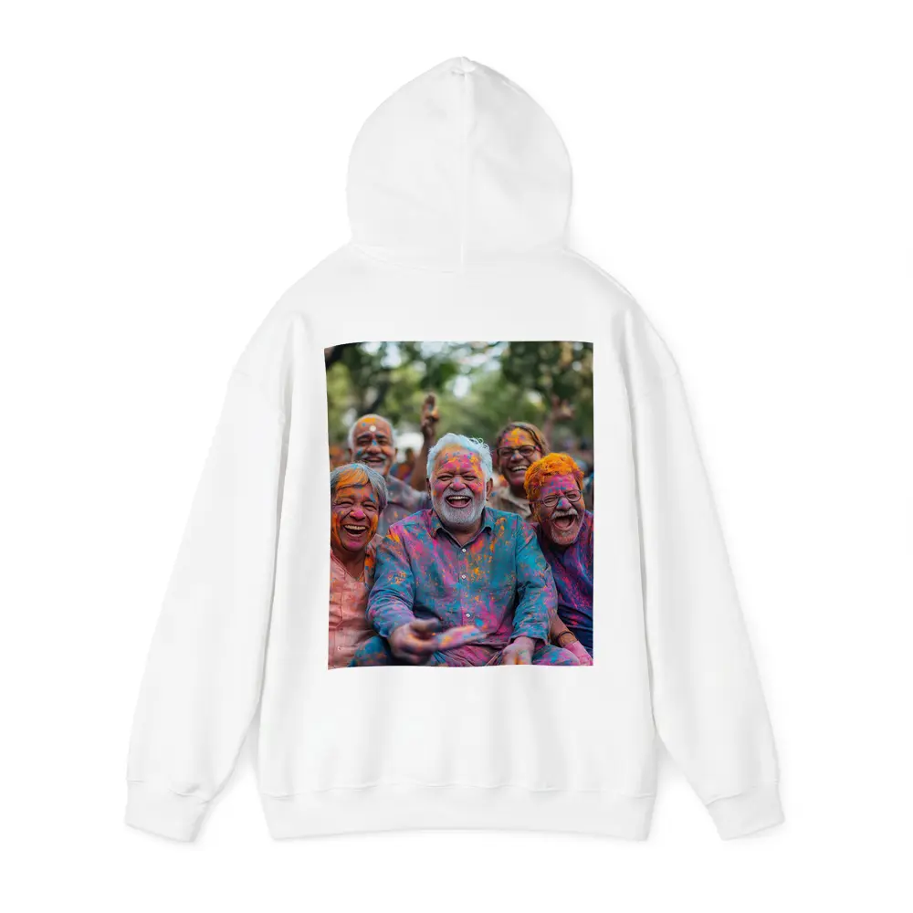Elderly Men Celebrating Holi Festival Colorful Joy – Hoodies