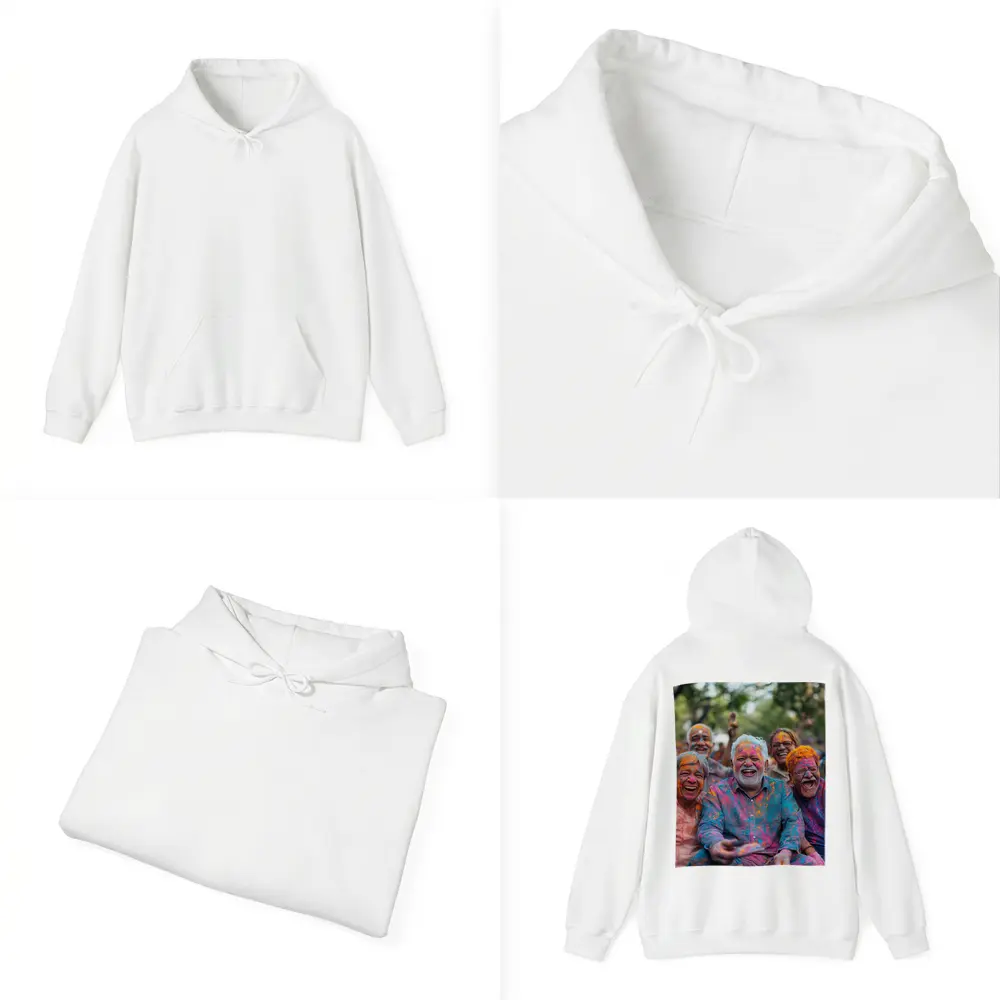 Elderly Men Celebrating Holi Festival Colorful Joy – Hoodies