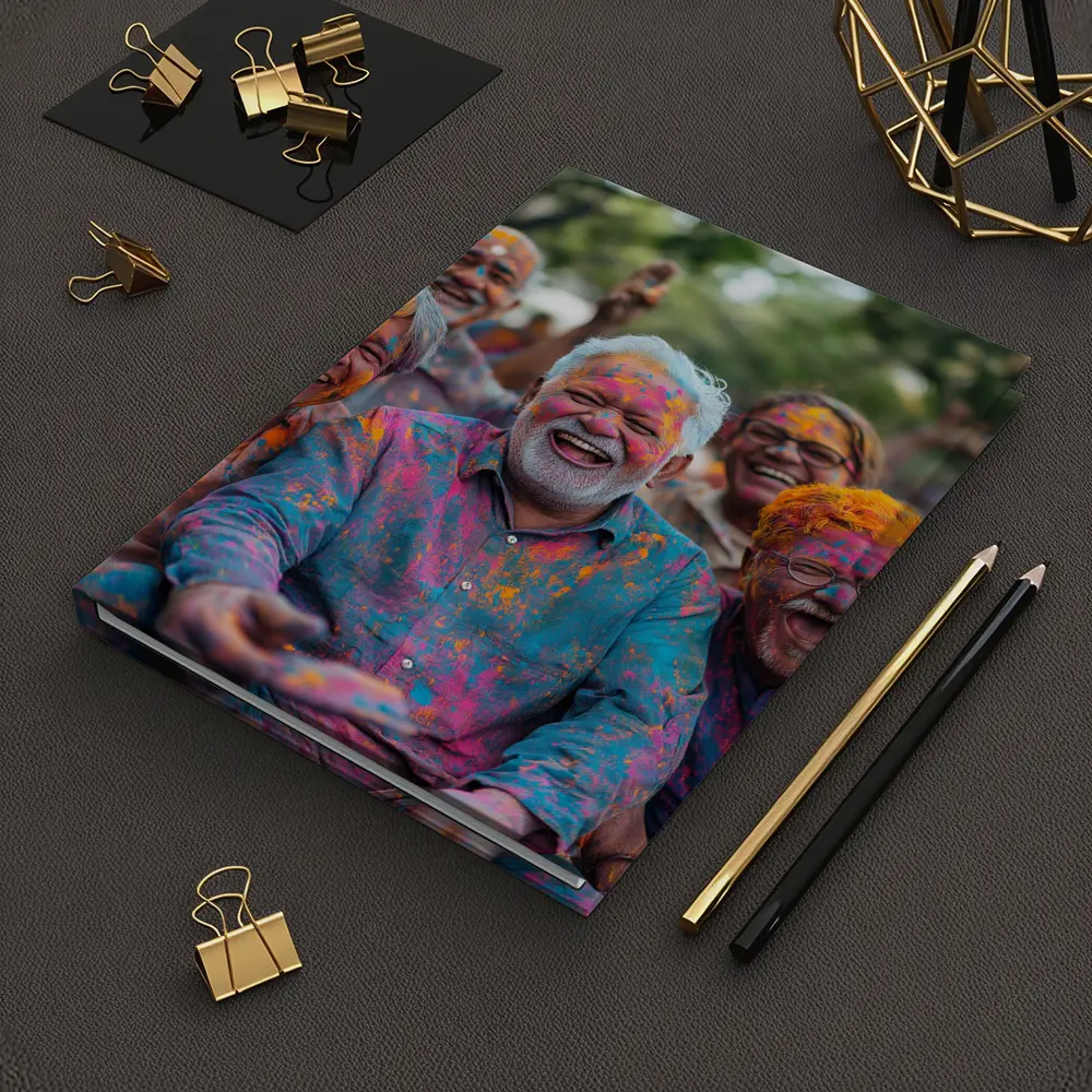Elderly Men Celebrating Holi Festival Colorful Joy – Notebooks