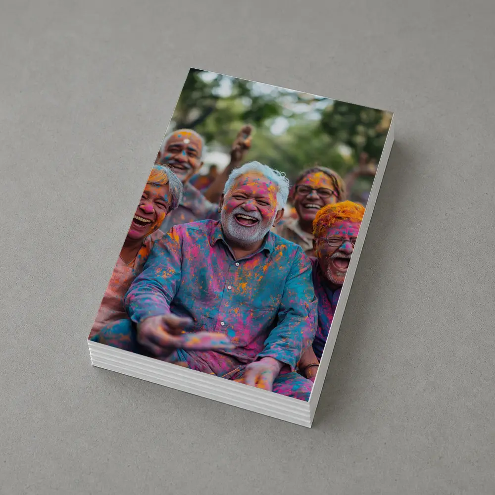 Elderly Men Celebrating Holi Festival Colorful Joy – Postcards