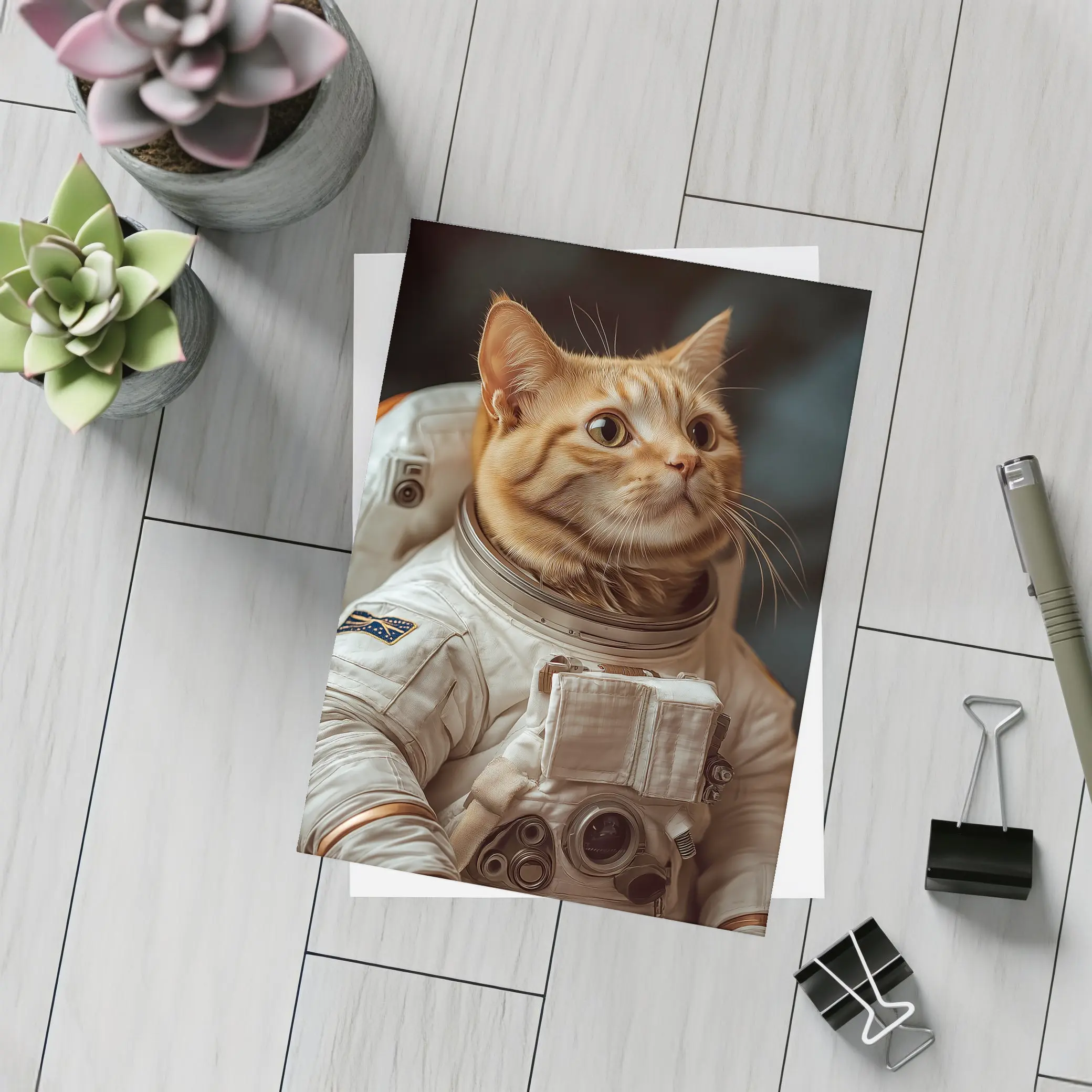 Orange Tabby Cat Astronaut Space Suit – Postcards