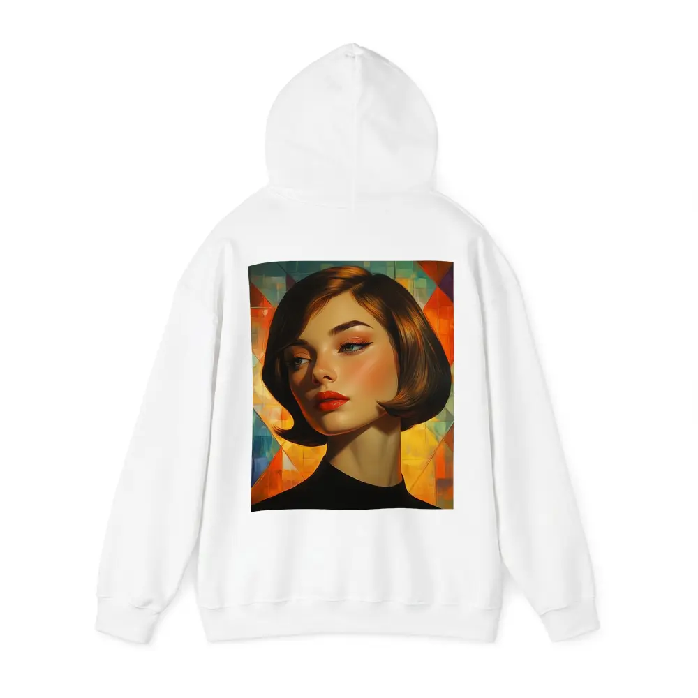 Retro Woman Portrait Geometric Colorful Background – Hoodies