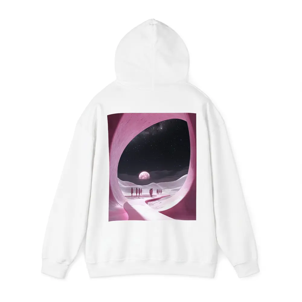 Pink Cave Portal Surreal Moonlit Desert – Hoodies