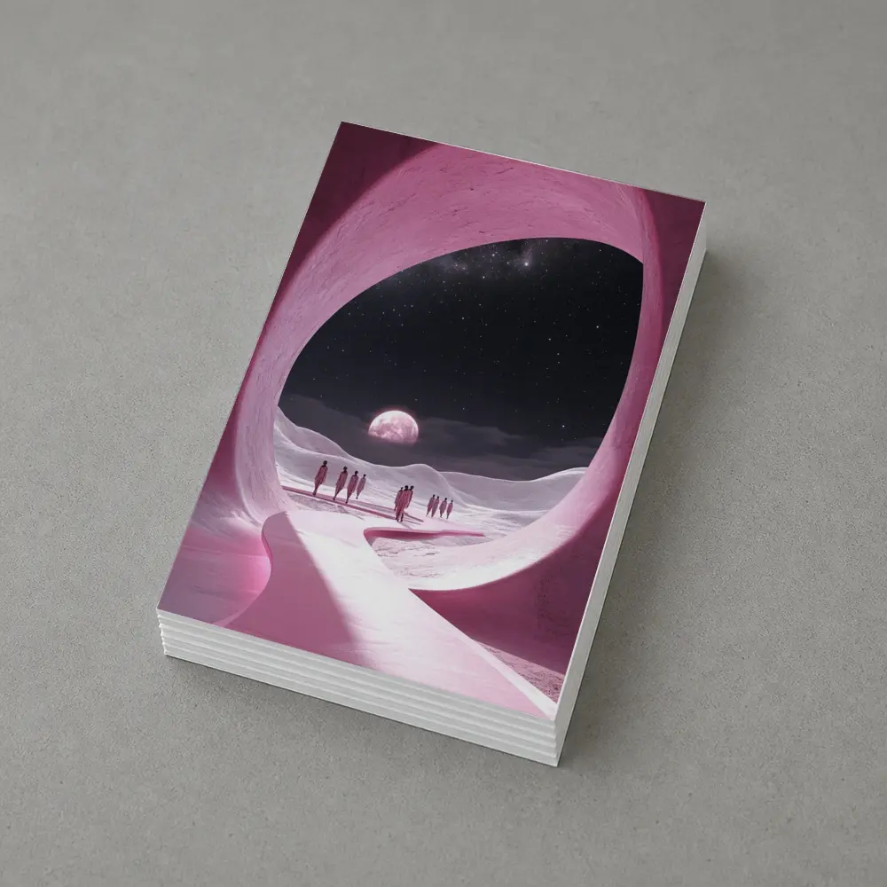 Pink Cave Portal Surreal Moonlit Desert – Postcards
