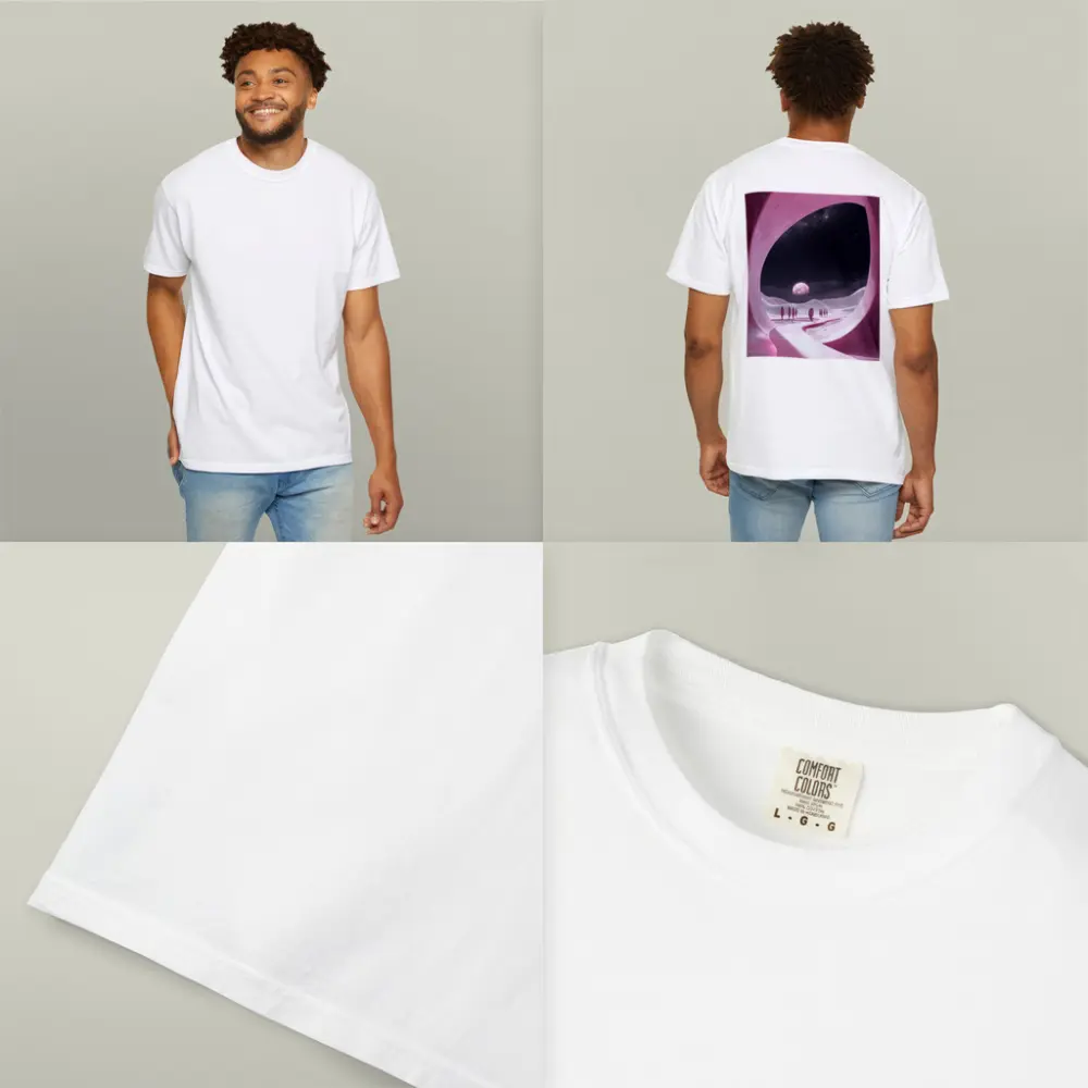 Pink Cave Portal Surreal Moonlit Desert – T-Shirts