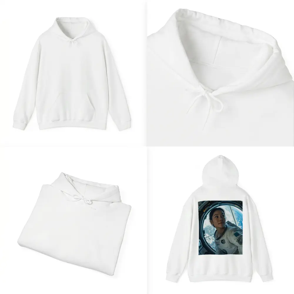 Female Astronaut Looking Through Space Station Window – Hoodies