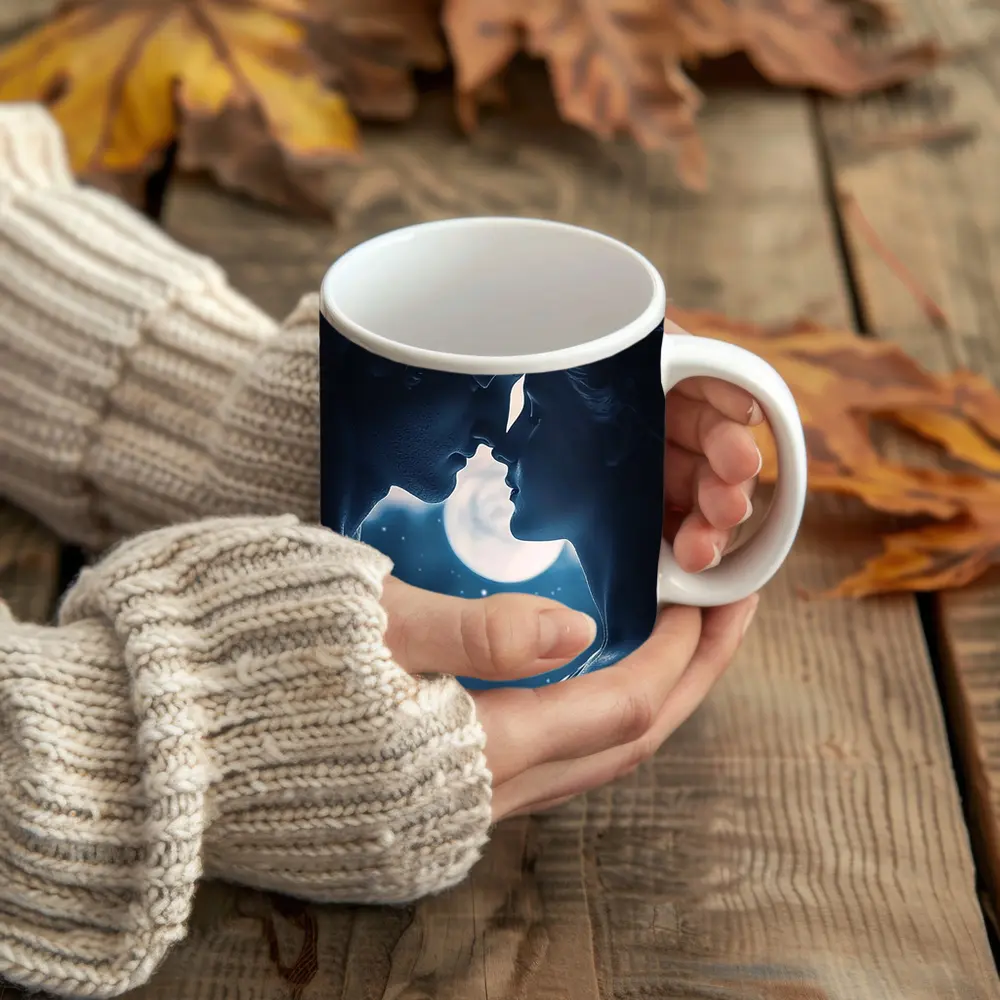 Greek Marble Statues Kissing Under Moon – Mugs