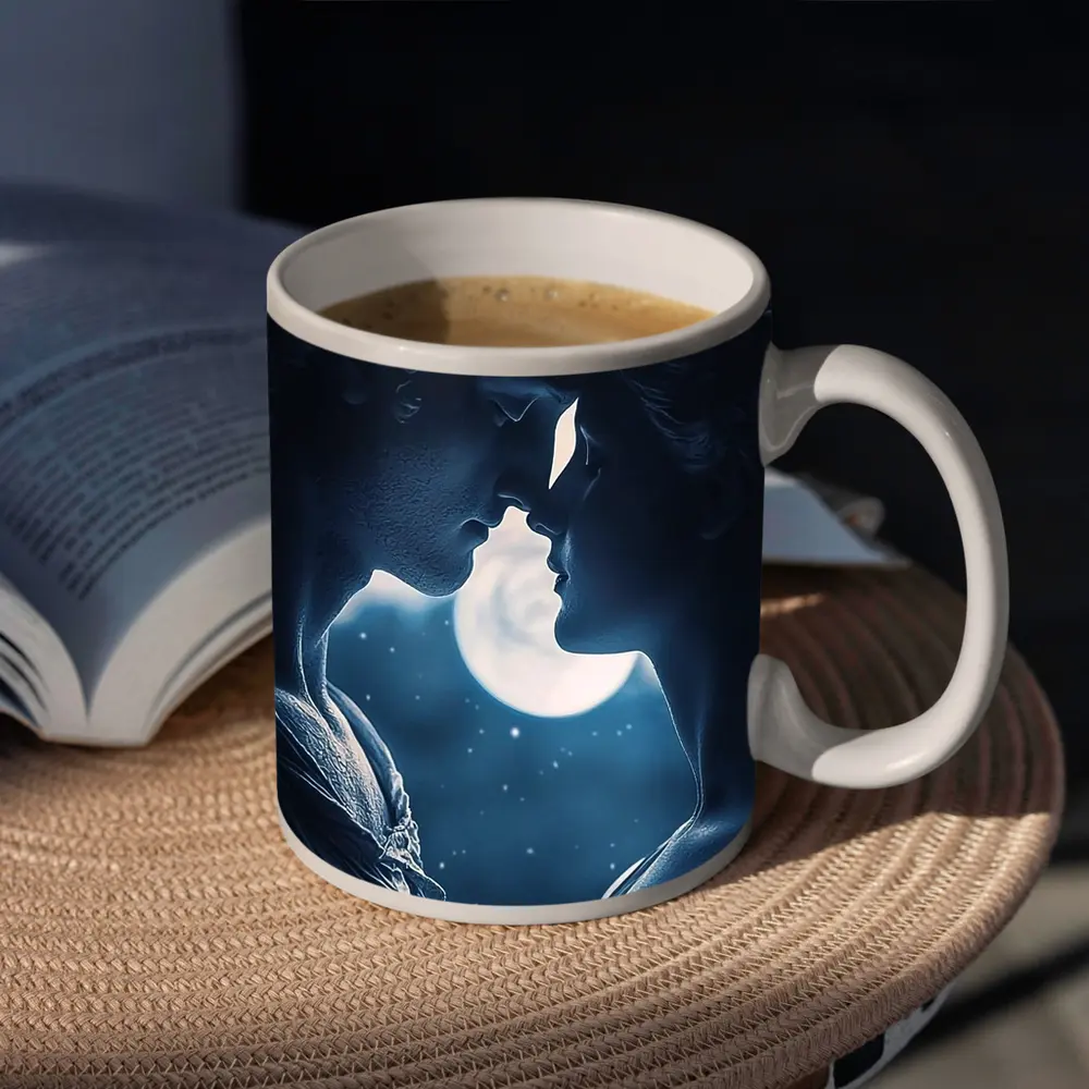 Greek Marble Statues Kissing Under Moon – Mugs