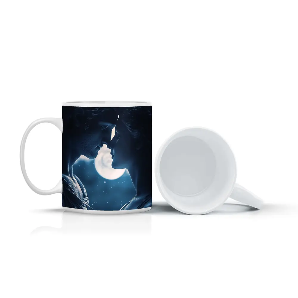 Greek Marble Statues Kissing Under Moon – Mugs