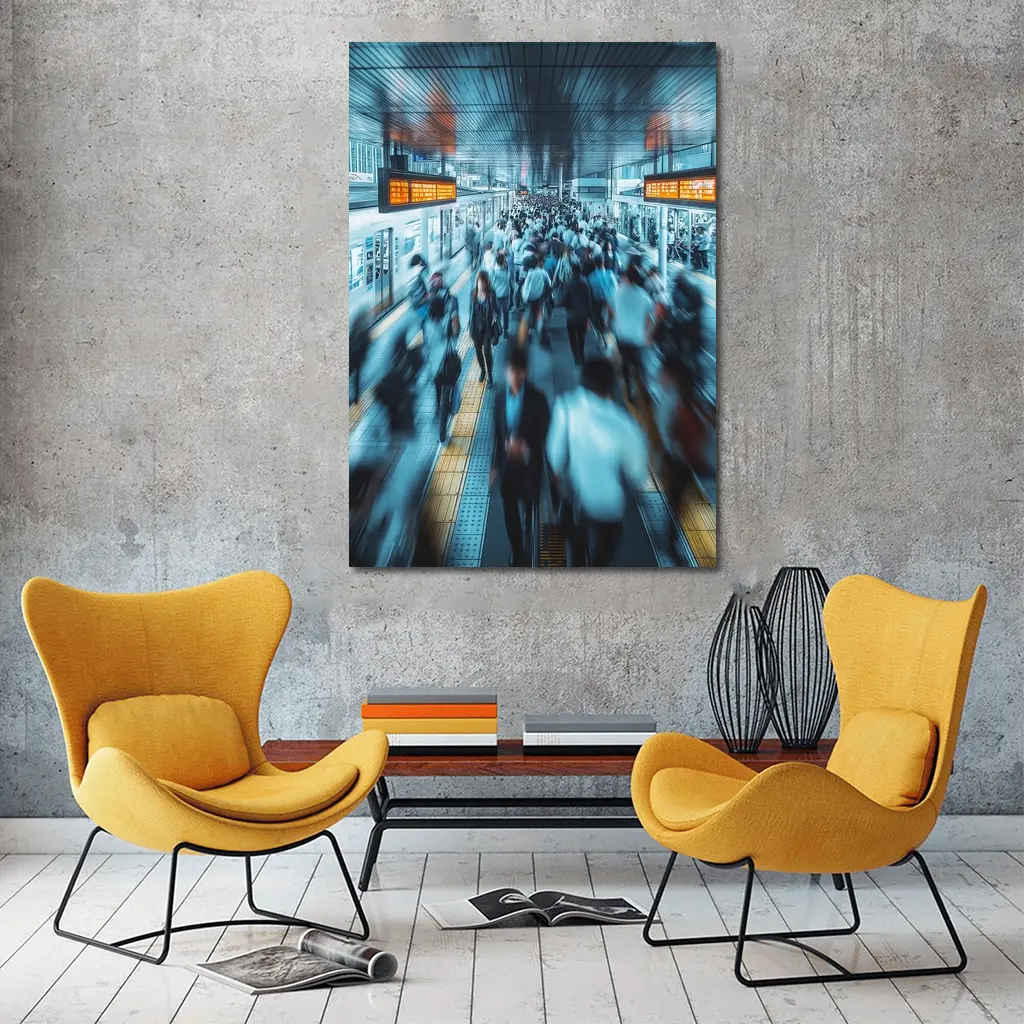 Busy Train Station Platform Rush Hour Crowd – Wall Art