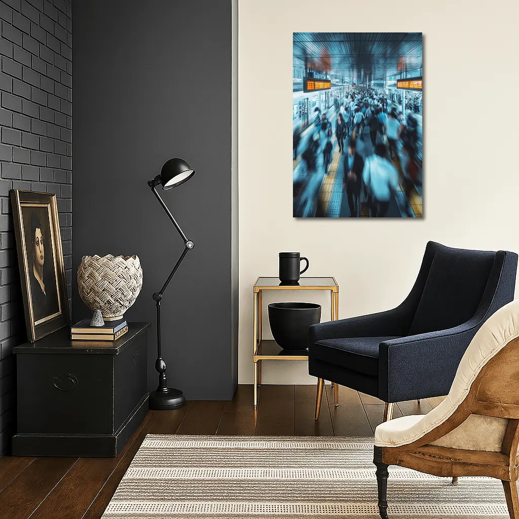 Busy Train Station Platform Rush Hour Crowd – Wall Art
