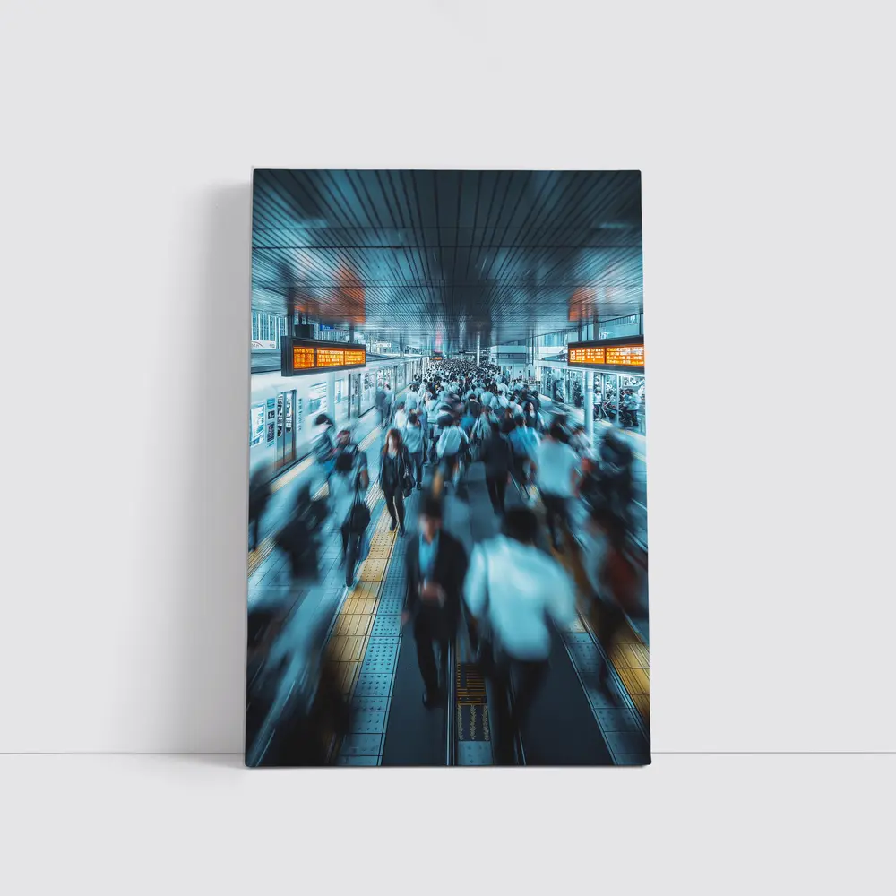 Busy Train Station Platform Rush Hour Crowd – Wall Art