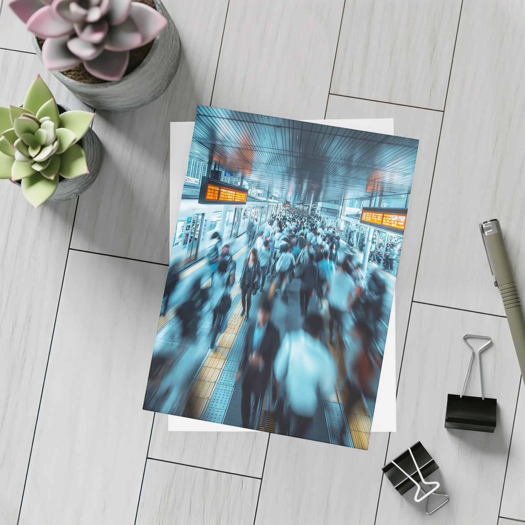 Busy Train Station Platform Rush Hour Crowd – Postcards